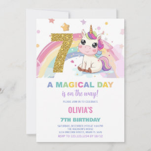 7 Birthday Unicorn Birthday - Convites de Aniversá