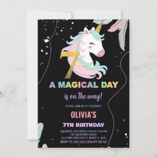 7 Birthday Unicorn Birthday - Convites de Aniversá