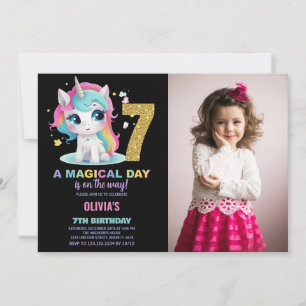 7 Birthday Unicorn Birthday - Foto dos Convites de
