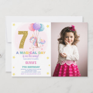 7 Birthday Unicorn Birthday - Foto dos Convites de