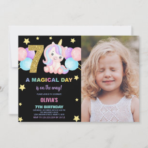 7 Birthday Unicorn Birthday - Foto dos Convites de