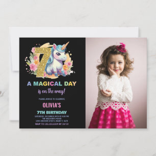 7 Birthday Unicorn Birthday - Foto dos Convites de