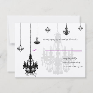 7 Cartões RSVP de Casamento de Chandeliers Pretos