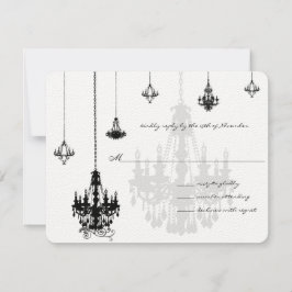 7 Cartões RSVP de Casamento de Chandeliers Pretos