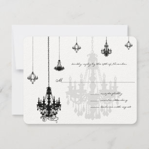 7 Cartões RSVP de Casamento de Chandeliers Pretos