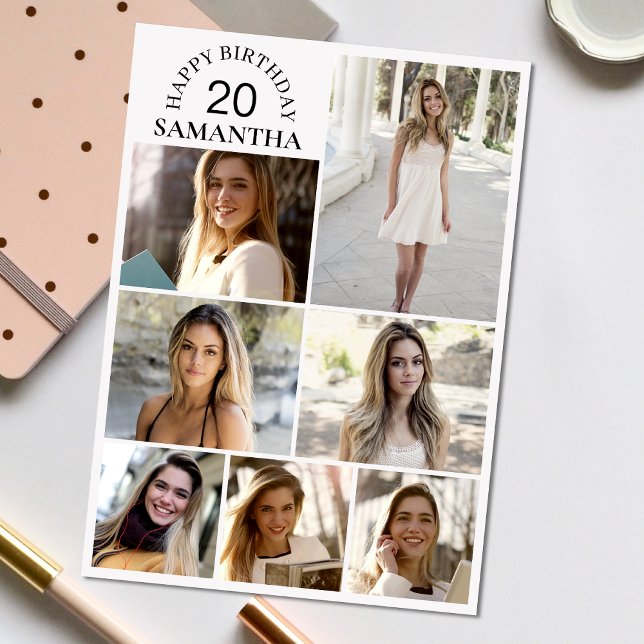 7 Colagem | Cartão de Aniversário para Qualquer Id (Personalize the collage birthday greeting card to create a special keepsake for your loved one!)
