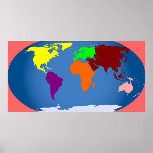 7 continentes Impressão de 3 pés por 1/2 pés (Frente)