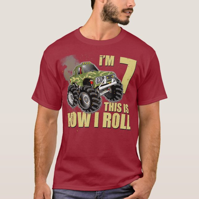 7 de Aniversário do Monstro Garoto de Camisa 7 Ano (Frente)