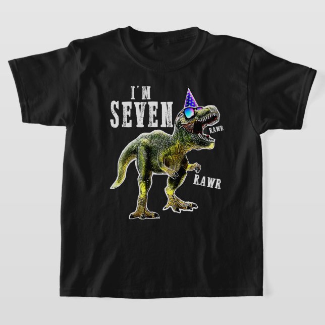 7 Dinossauro T-rex Camisa de 7 anos de idade Nasci (Postura )