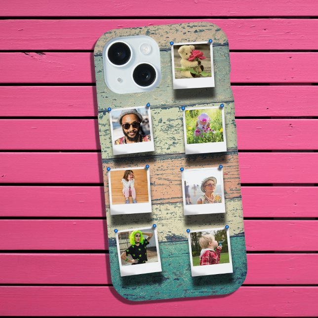 7 Foto Collage iPhone 15 Rustic Plank (Criador carregado)