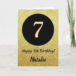 7 Happy Birthday - Cartão brilhante Dourado e pre