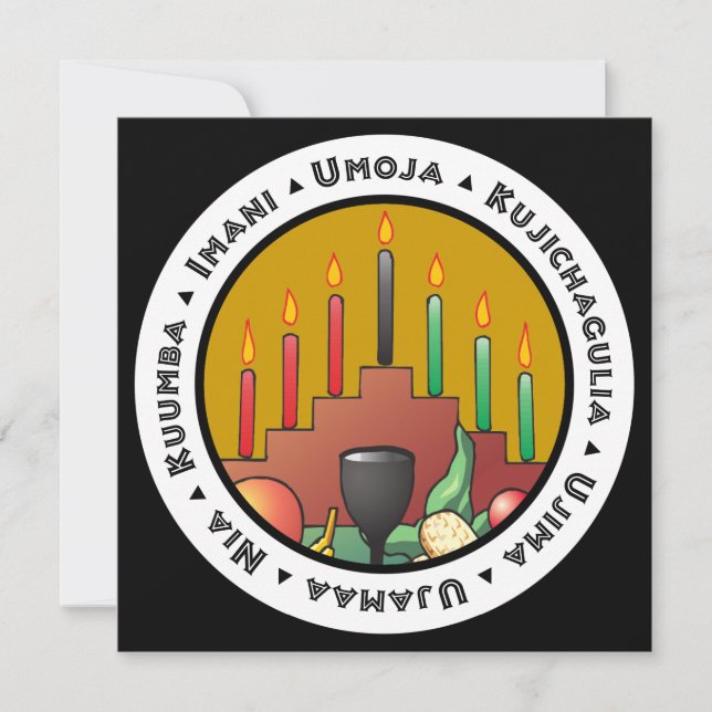 7 Princípios do Cartão de Saudação Simples Kwanzaa (Frente)