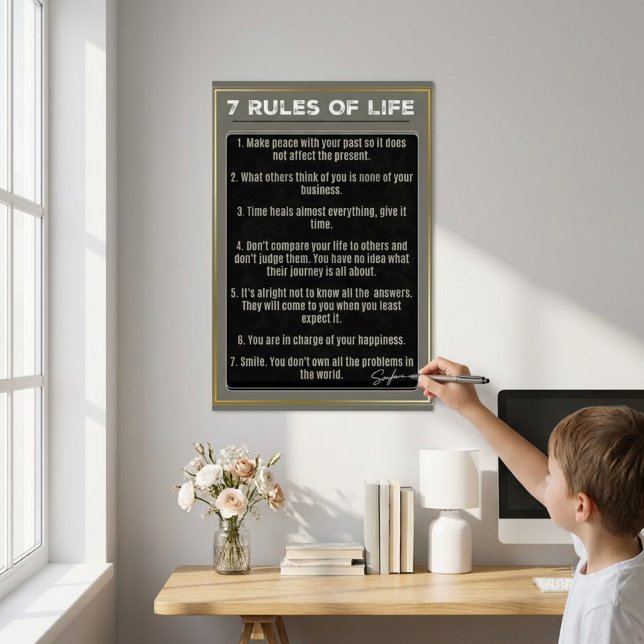 7 Regras De Vida, Impressão, Papel De Poster De Va (7 Rules of Life Motivational Educational Wall Art)