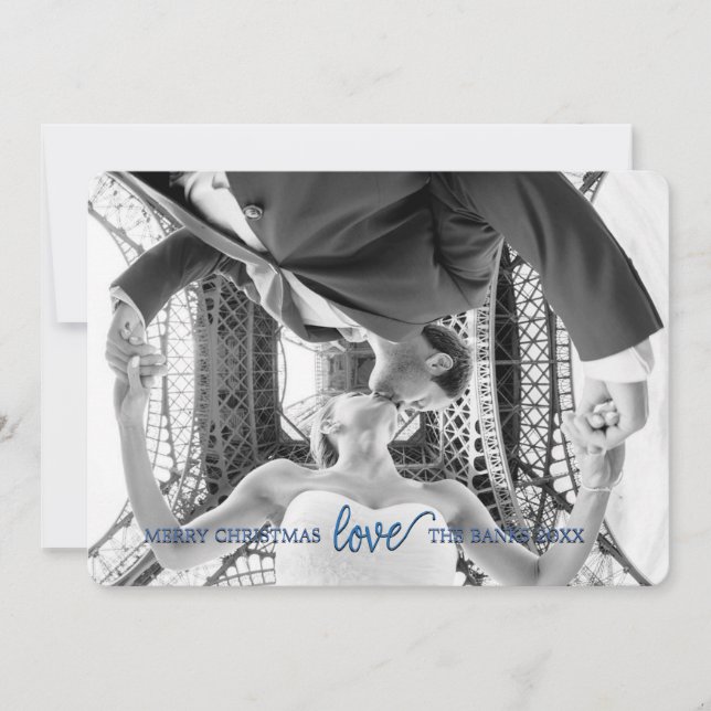 7" x 5" cartão de Natal do amor nas nebulosa azuis (Frente)