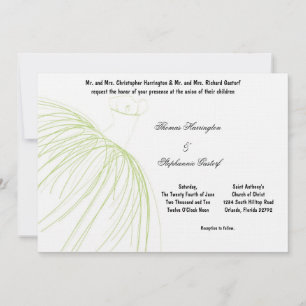 7x5 Convite para Casamento de Vestido Verde Claro