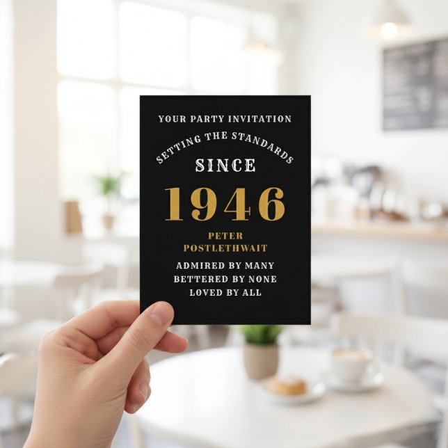 80º Aniversário 1946 Convite Ouro Preto (1946 birthday invitation postcard. Background out of focus.)