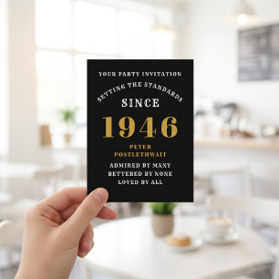 80º Aniversário Convite Preto e Dourado 1946