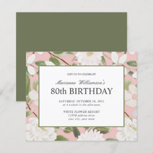 80º Aniversário Feminino Flores Brancas Rosas