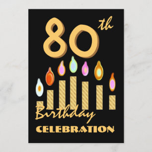 80 - 89th velas do ouro do convite de aniversário