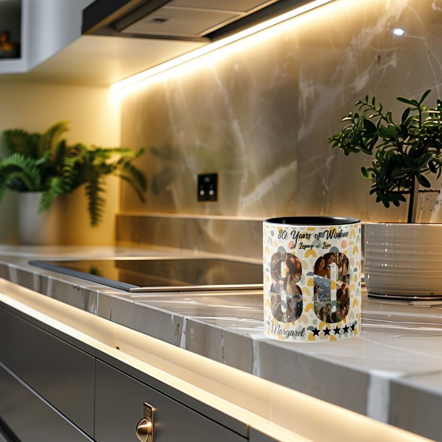 80 anos de caneca de colagem de fotos sabedoria -  (Criador carregado)