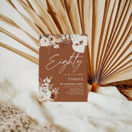 80 Birthday Convite Terracotta Boho Pampas