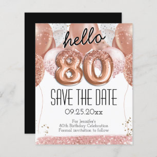 80 Birthday Pink Glitter Salvar a Data