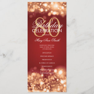 80 Birthday Programa Glam Luzes Vermelhas Douradas