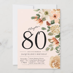 80 Birthday Vintage Convite Floral