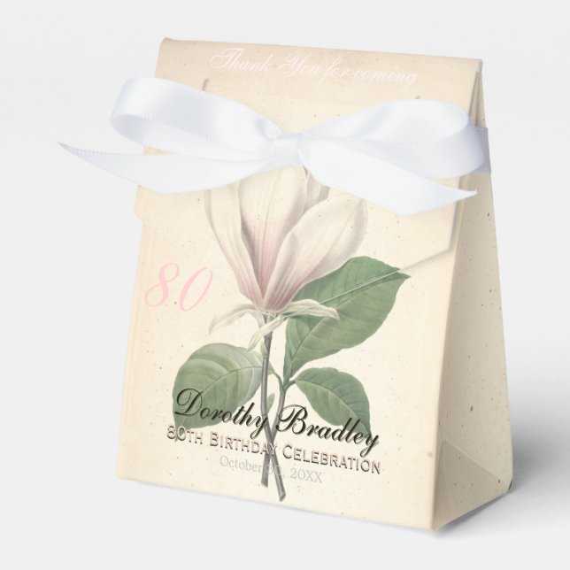 80 Birthday Vintage Magnolia Obrigado Caixa de Fav (Frente)