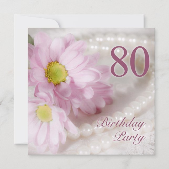 80 Convite de aniversário com margaridas (Frente)