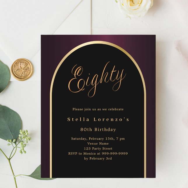 80 de aniversário convite à arca de ouro preto bur (Criador carregado)