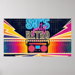 80, festa de música retrô. Poster de estilo antigo