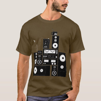 80s engrenagem estereofónica "auto" camisa reversa