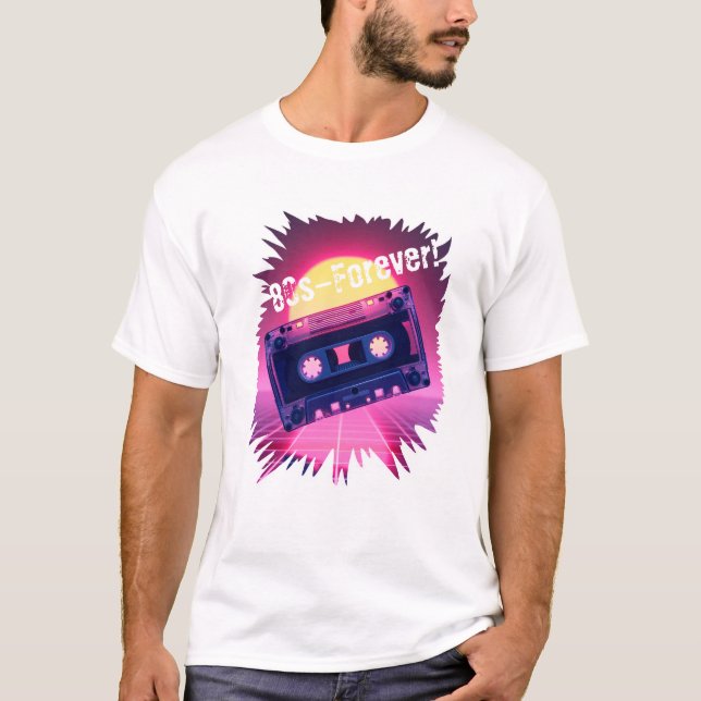 80s – Para Sempre! Camiseta Retro de Cassete (Frente)