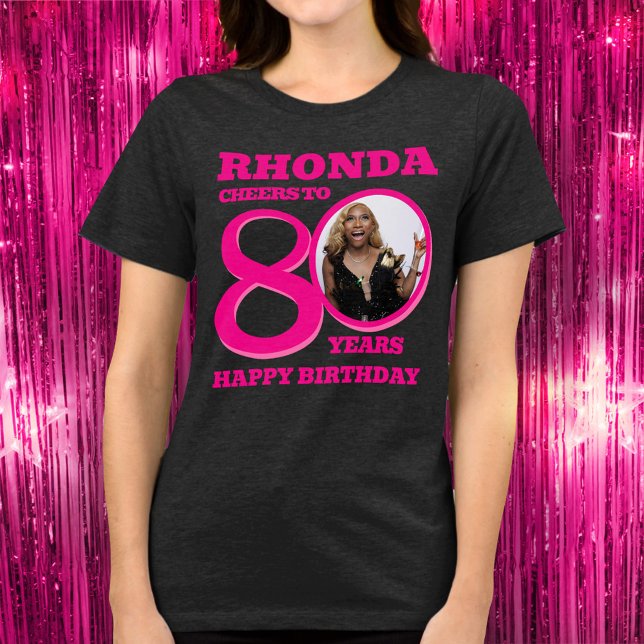 80th Birthday photo and name pink text (Criador carregado)