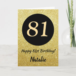 81ruas Feliz Aniversário Negro e Dourado Cartão Br