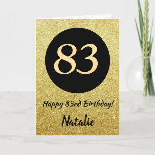 83º Cartão de Aniversário Feliz, Preto e Dourado