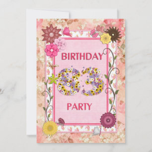 83º convite de aniversário com quadro floral