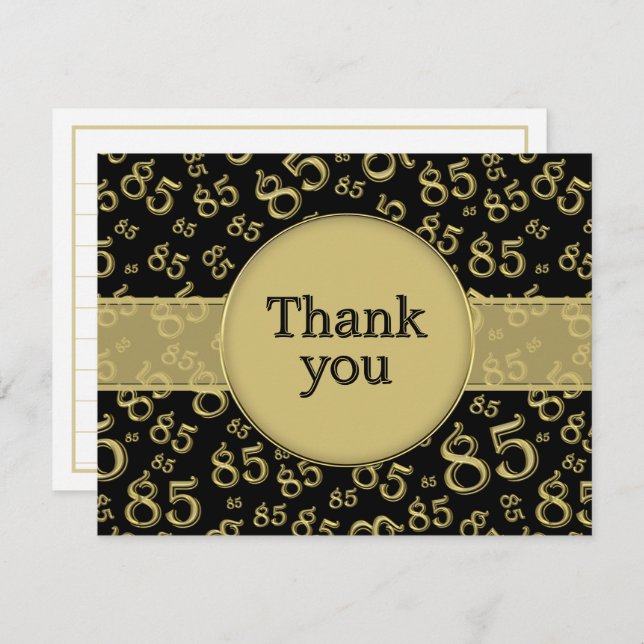 85th Thank You: Black/Gold Number Pattern (Frente/Verso)