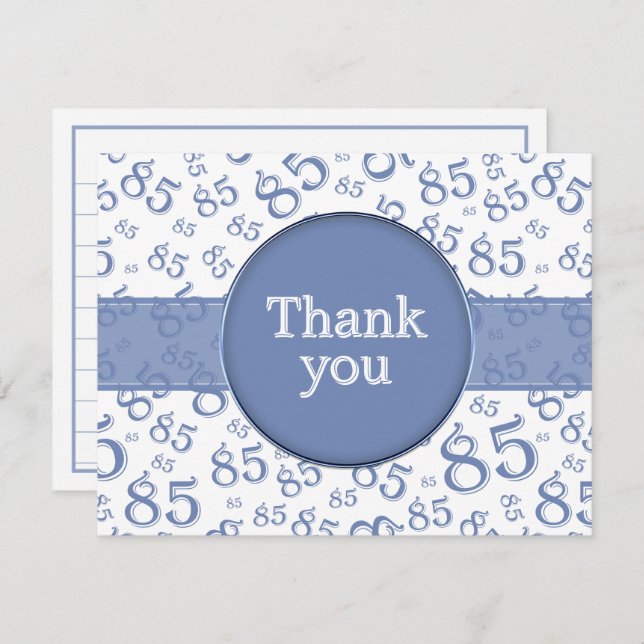 85th Thank You: Blue/White Number Pattern (Frente/Verso)