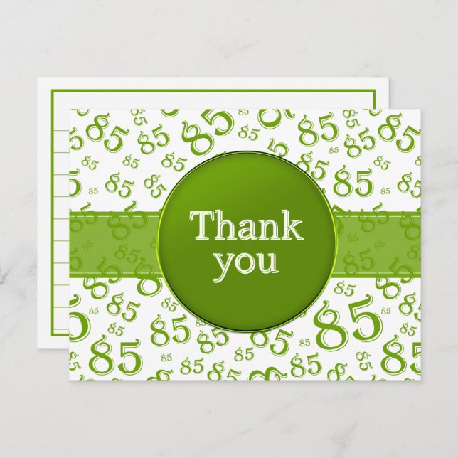 85th Thank You: Green/White Number Pattern (Frente/Verso)