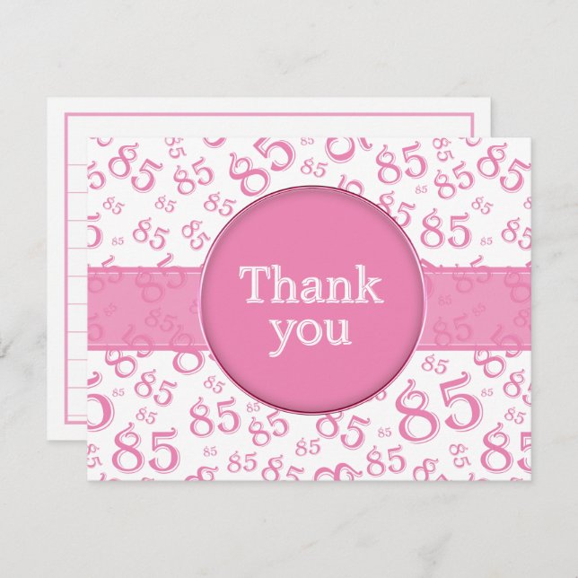 85th Thank You: Pink/White Number Pattern (Frente/Verso)