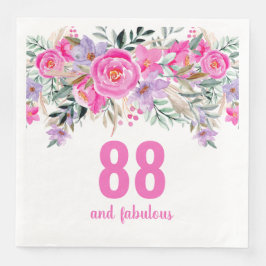 88º aniversário dos guardanapos florais cor-de-ros