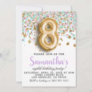 8.º Aniversário Confetti Convite
