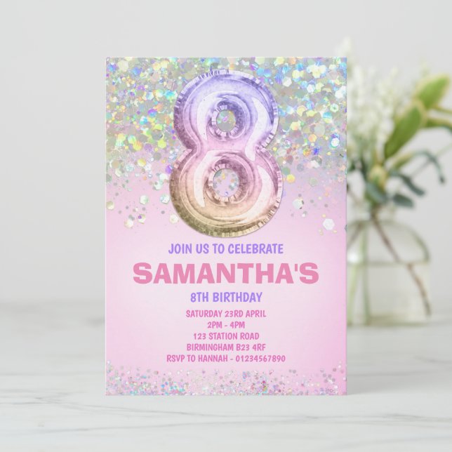 8.º Aniversário, Convite de Aniversário do Rainbow (Em pé/Frente)