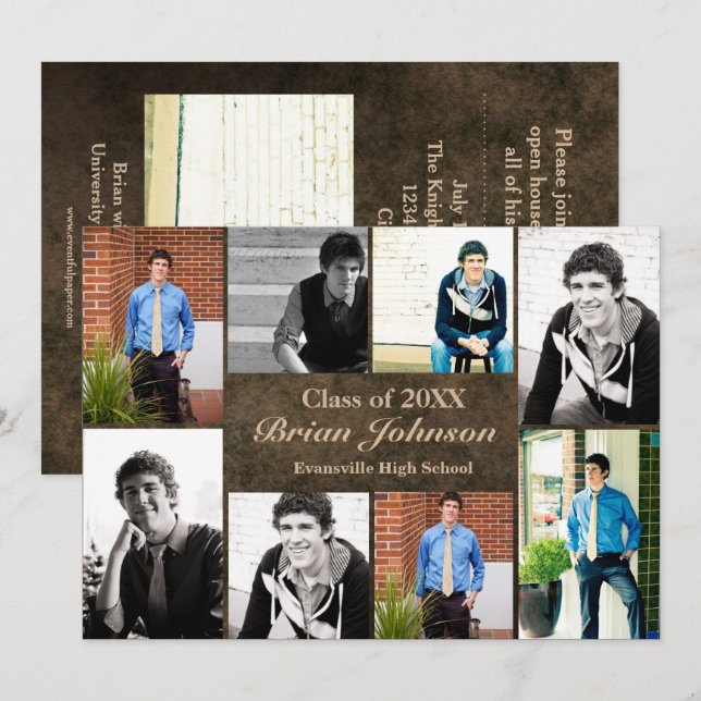 8/9 Fotos de couro - Anúncio de graduação (Frente/Verso)