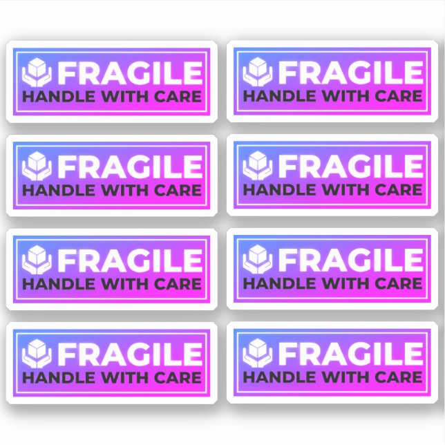 8 Adesivos de Envio Frágil (Manuseie com Cuidado) (Frente)