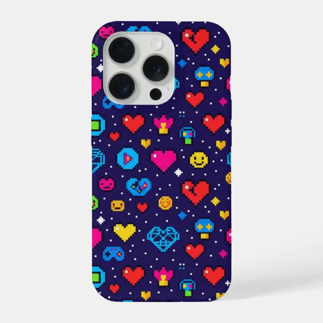 8-Bit Retro Gaming Pixel Pattern Phone Case (Verso)