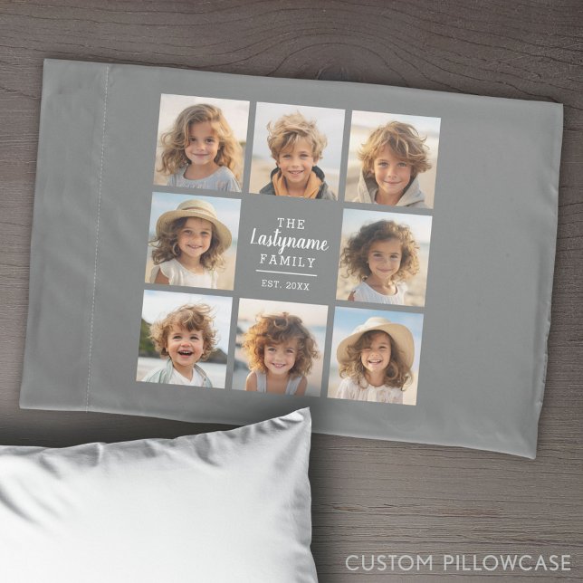8 Colagem de Fotos com Área de Texto Cinza no Cent (Create Your Own Photo Collage Pillowcase)