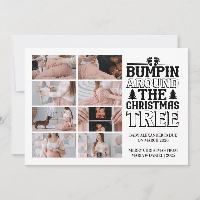 8 Foto de Anúncio de Gravidez na Árvore de Natal (Frente)